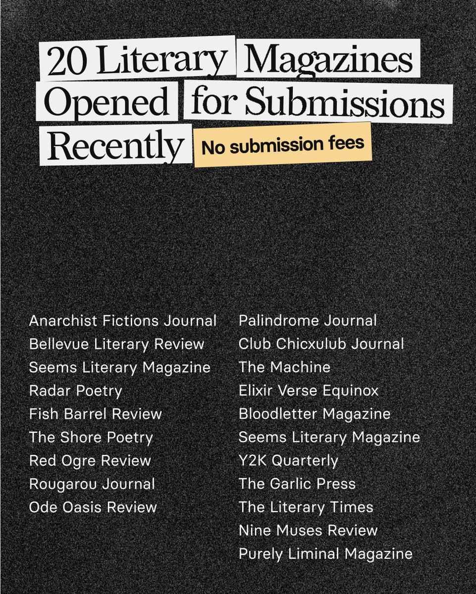 Magazines you can submit to right freakin' now! or next week, or the day before they close. Submission details here → linktr.ee/chillsubs #writingcommunity #submissioncall