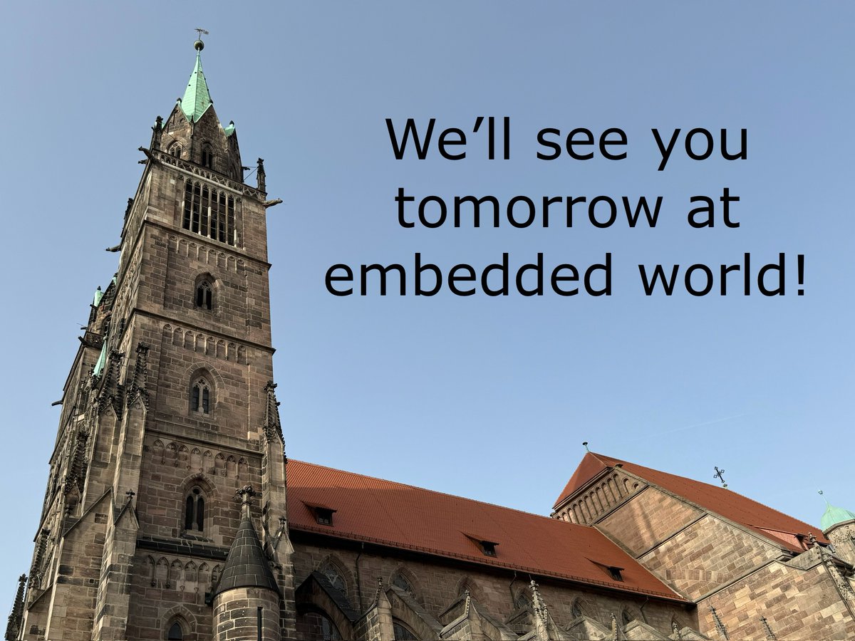 Nürnberg, thank you for the very warm welcome—27C/81F, to be precise! ☀️ Though the weather will cool off in the coming days, things are sure to heat up at the Messe once @embedded_world gets underway. We can’t wait to see everyone at #EW24 tomorrow!