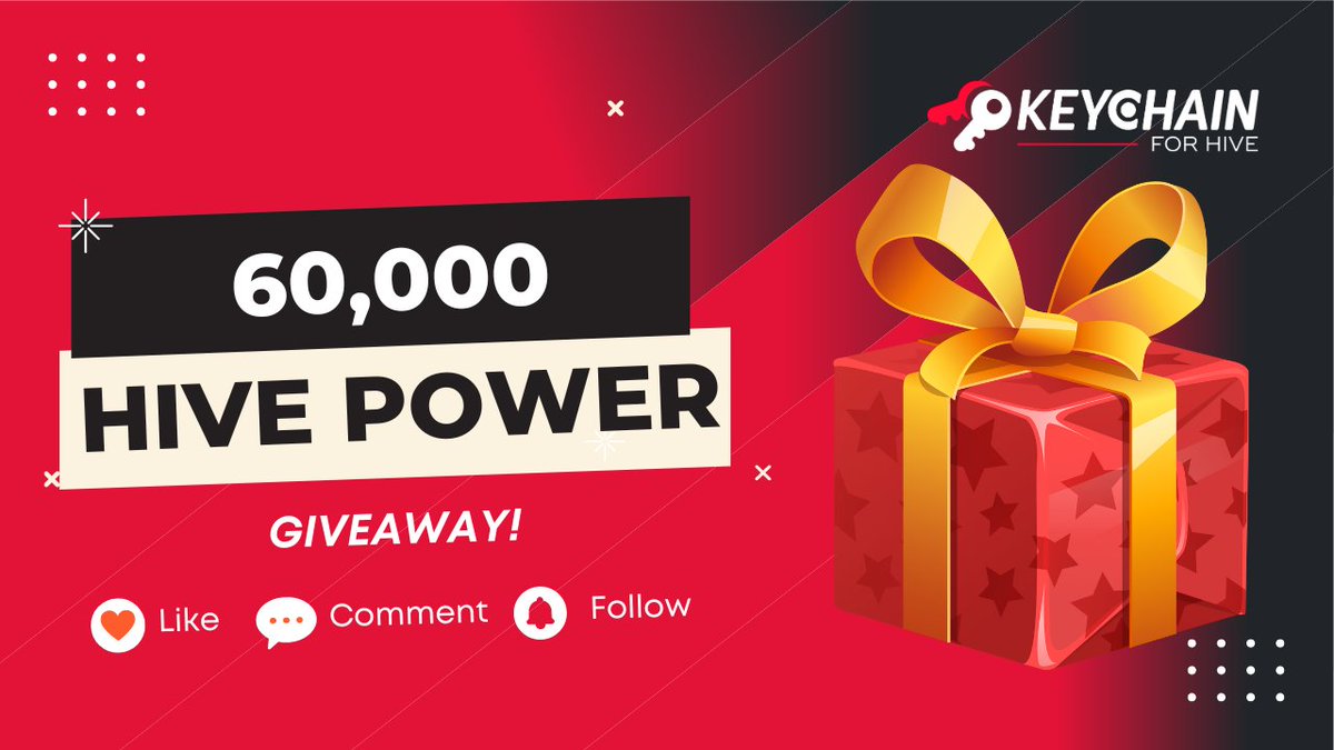 HiveKeychain's tweet photo. To celebrate the release of Keychain Mobile v2 and the approaching 1,000,000 Million HBD of swaps on Keychain Swap, we are giving away 60,000 HP in delegations.

There will be two separate events for this giveaway, one here on X and the other on @hiveblocks. So, keep reading below👇

For each event, 3 users will be chosen as winners and receive a 1-month, 10,000 HP delegation. You are welcome to take part in both events to increase your chances of winning, but you cannot win twice. 

1⃣ X contest:
Three winners for a 1-month, 10,000 HP delegation will be selected based on the following rules:

- Retweeted this announcement tweet
- Follow @HiveKeychain 
- Comment with pictures or videos of a successful swap through Keychain Swap
- Used the #keychaingiveaway hashtag on your tweet

2⃣Hive contest
Three winners for a 1-month, 10,000 HP delegation will be selected based on following the rules we set in the announcement post: https://t.co/9zN9srRYAR

The contest will be open for contributions for 72 hours after this post is published. Good luck🤞