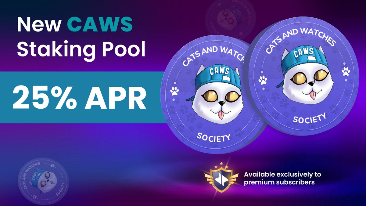 🌟 The new CAWS NFT Staking Pool is now live! 🌟 Stake your CAWS NFTs with a generous 25% APR and earn ETH rewards! This pool is available exclusively to premium subscribers, offering an added benefit you won't want to miss. Make sure you're premium to access the staking pool…
