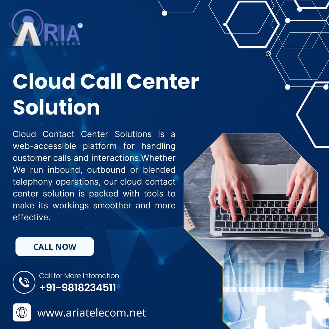 Our cloud call center solution offers a range of benefits, including flexibility, scalability, and cost-effectiveness. 

Contact us:
☎ +91-9818234511 
📩 sales@ariasolutions.net
🌐 ariatelecom.net/Cloud-Call-Cen…

#CloudCallCenter #CallCenterSolutions #CloudTechnology  #Scalability