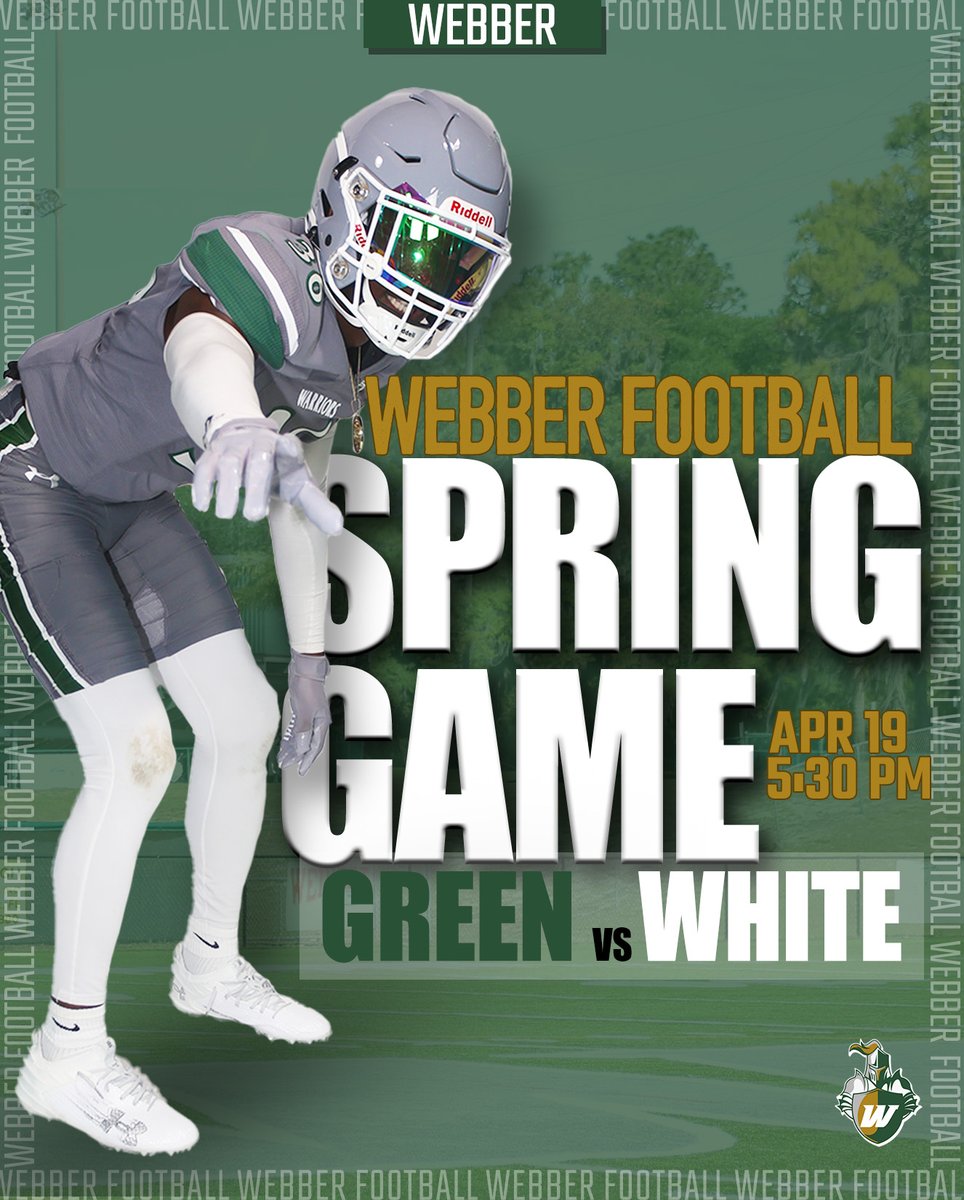 WebberFB's tweet photo. Mark your calendars, Warriors' spring game is in 1⃣1⃣ days!

#SwordsUp⚔️ #BallNBabson https://t.co/Zqc8jZ9Nlv