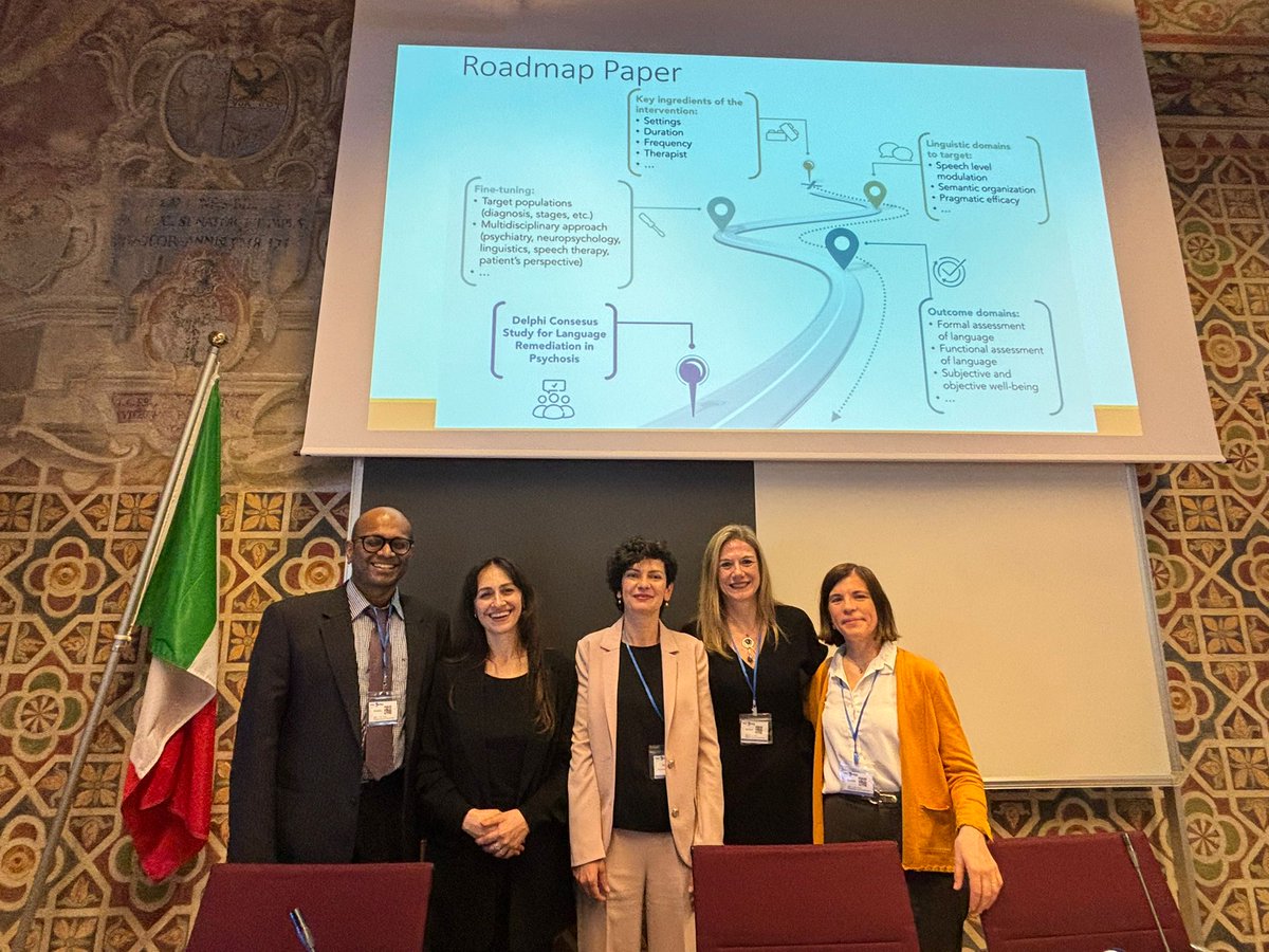 The roadmap to clinical translation of research findings on language in psychosis: An expert paper coming soon! @lena_pl @MartaBosia @RossellSusan & Natalia Jimeno #discourseday2024 @discourseinpsy (thanks to @federico_frau and @giuliaagostoni1 for the picture in the background!)