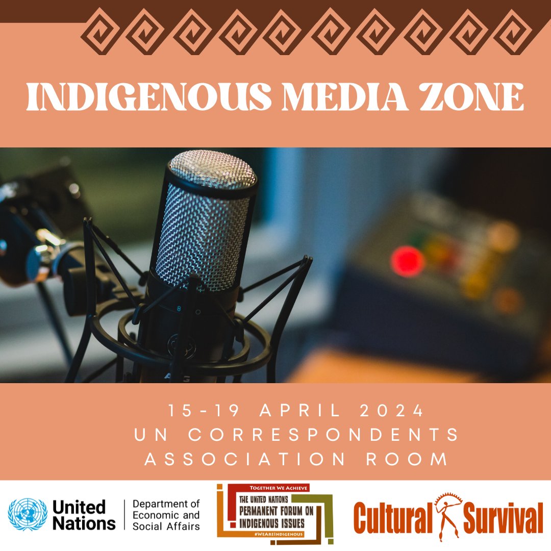 Last chance alert! 🚨 Apply by TODAY to join the #UNPFII2024 Indigenous Media Zone. Host impactful interviews & panels. Bring your own recording equipment. Don't miss out on this opportunity! Apply now ➡️ bit.ly/4c8I27Q bit.ly/4c8I27Q