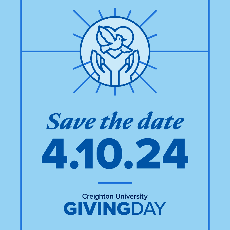 gocreighton's tweet photo. 𝙎𝘼𝙑𝙀 𝙏𝙃𝙀 𝘿𝘼𝙏𝙀

Creighton University Giving Day is on Wednesday!

#JaysGive