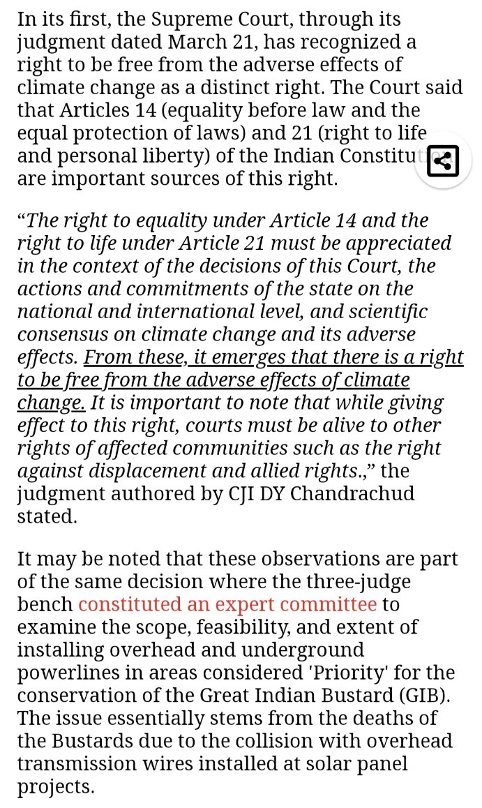For the first time, the #SupremeCourtOfIndia has recognised the right against climate change to be a fundamental right. 

#climatechange is real
#Sustainability is the future 

#ClimateEmergency #ClimateCrisis