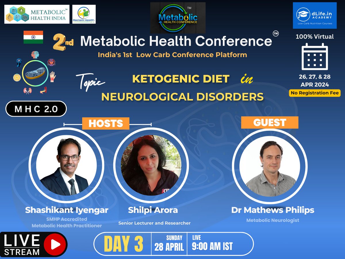 Metabolic Health Conference – India’s 1st Low-Carb Conference Platform. This event’s theme is “Metabolic Therapies” It’s again 100% virtual, sponsor free, internally funded & no registration fees. Registration link will be released in 2nd week of Apr 2024. The event will also…