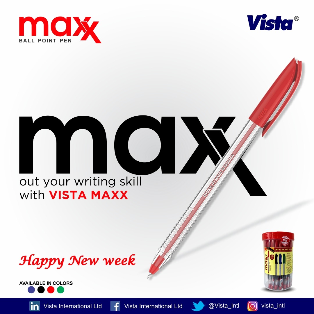 Experience the art of smooth writing and sharpen your skill with Vista Maxx Pen #vista #writingmaterial #writing #skill #stationerylover #stationeryaddict #officesupplies #stationery #penlover