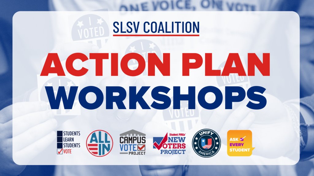 Ready to boost nonpartisan democratic engagement on your campus? Join an upcoming #StudentVote workshop: Register now: slsvcoalition.org/action-plannin…