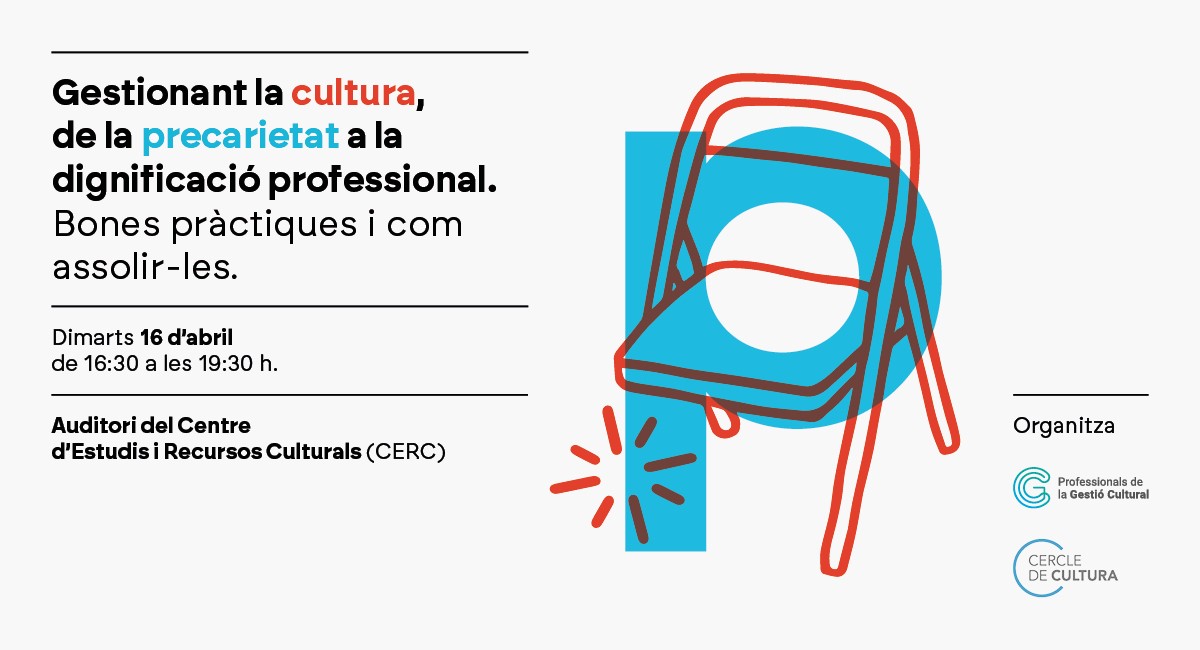 #ActivitatRecomanada Jornada ‘Gestionant la #cultura, de la precarietat a la dignificació professional. Bones pràctiques i com assolir-les’, amb la presència d’Anna Villarroya. 📅16 d'abril a les 16.30 h 📍Auditori del CERC @cercledecultura ✍️Apunta't! gestiocultural.org/noticia/1558/J…