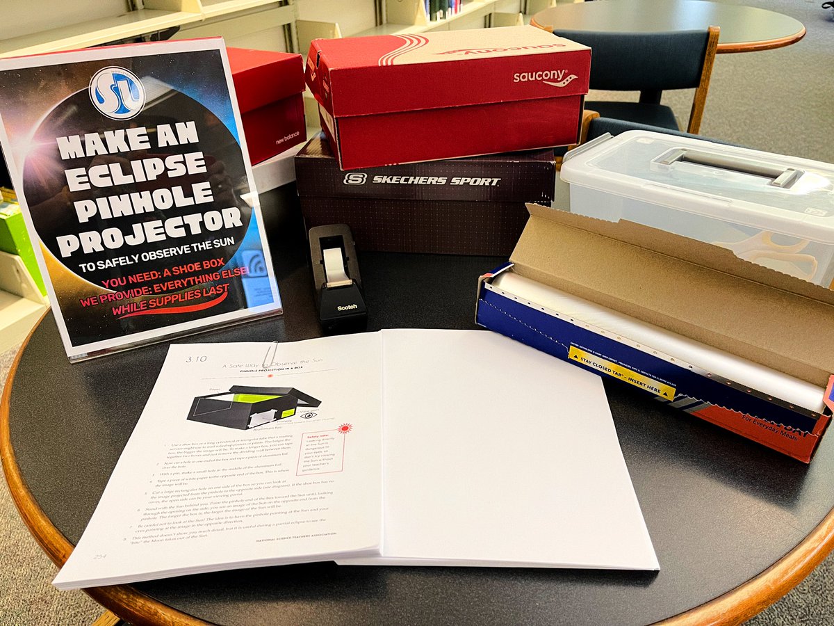 StratfordLib's tweet photo. Happy Eclipse Day! Weβre out of eclipse glasses but you can stop by to make a pinhole projector as an alternative. Bring a shoe box with you (we only have a few). Weβll provide the rest! ππ
#Eclipse2024 #DIY #pinholeprojector #learncreateshare #StratfordLibrary #StratfordCT https://t.co/jpWxfZhUre