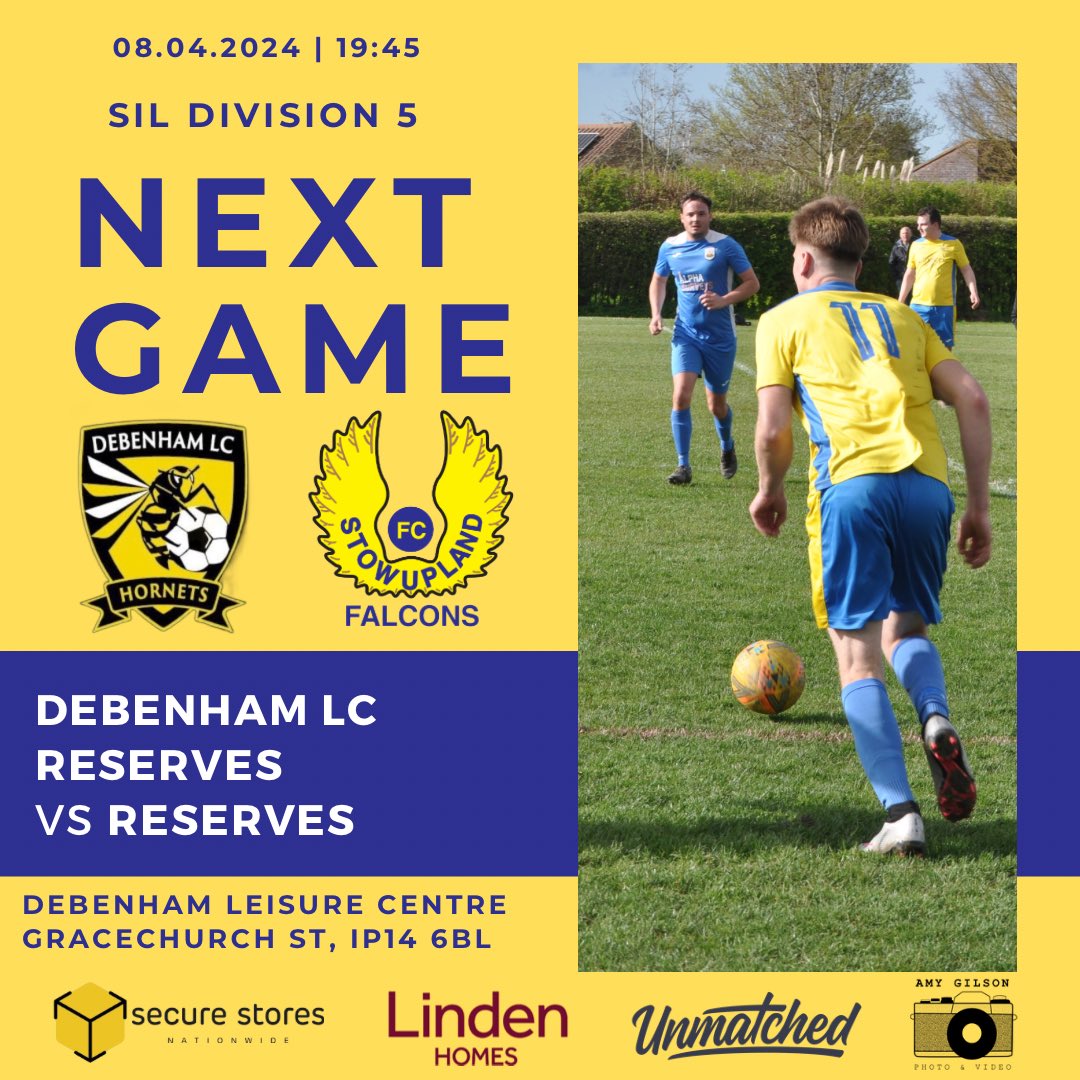 The midweek games begin this evening when our Reserves travel to @DebenhamLCFC Reserves #SFFC 🟡🔵