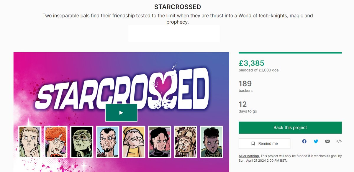 Slowly creeping towards the 200 backer mark on STARCROSSED! Can we make it this week?
