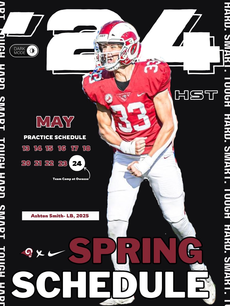 5 weeks until spring practice #1! Updates to the practice schedule. Make plans to come see our guys! #RecruitTheO @1ashtonsmith