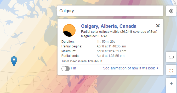 You can put your town into the location bar to see the exact timing of today's #SolarEclipse2024 Link: timeanddate.com/eclipse/globe/…
