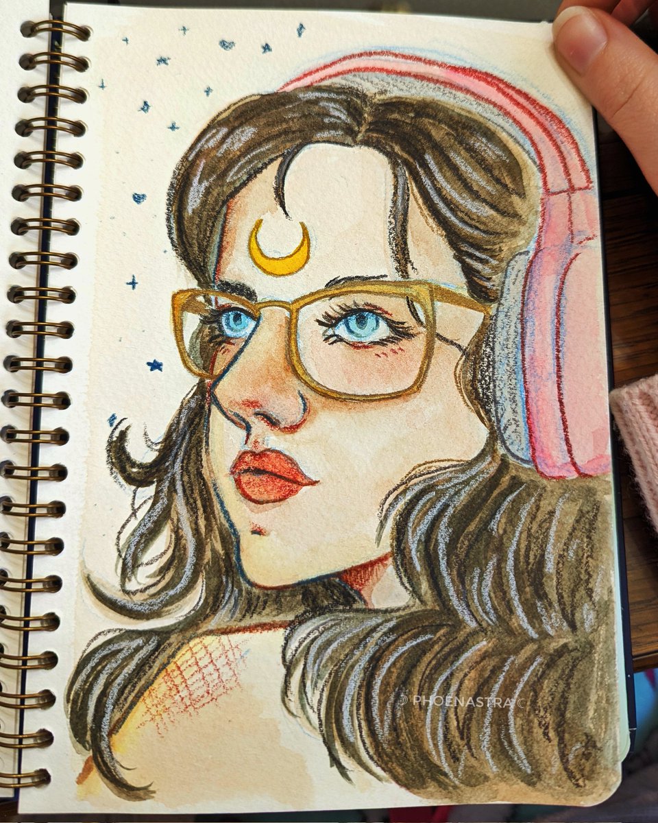 PhoenAstra's tweet image. Watercolor self portrait 🩵🩵

#danielsmith #prismacolor