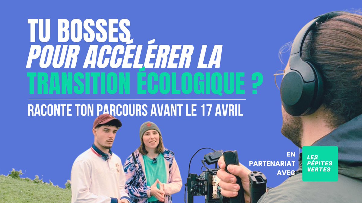 Vous contribuez à accélérer la transition dans votre travail ? Racontez votre métier pour inspirer la nouvelle génération !
➡️ Les Pépites Vertes en partenariat ac l'<a href="/ademe/">ADEME</a> recherchent 10 profils pour réaliser des interviews
Fin des candidatures le 17/04 👉airtable.com/apprhEzjJB5XAf…