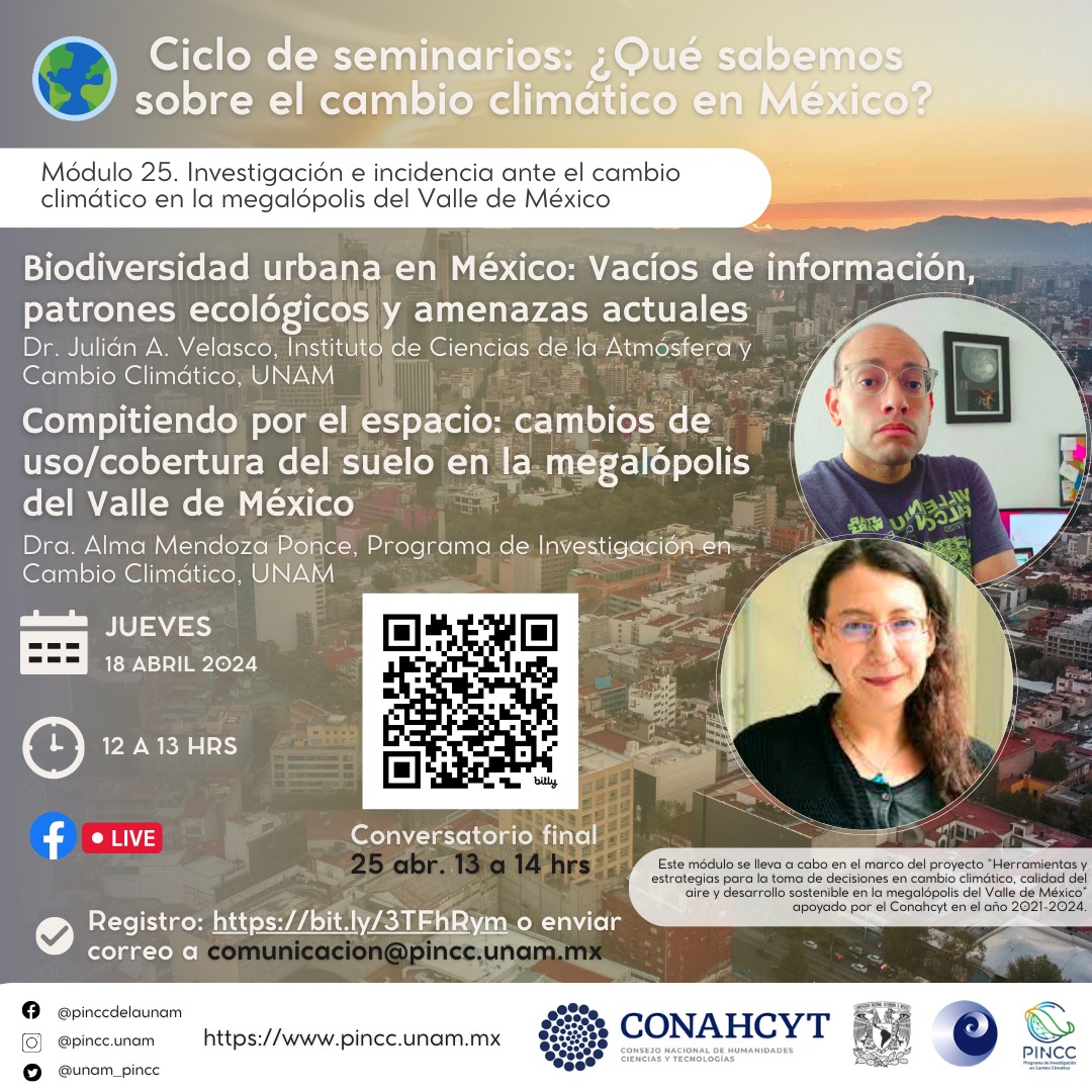 Asiste al módulo 25 del ciclo de conferencias: ¿Qué sabemos sobre el cambio climático en México?
Presentan el Dr. Julián Velasco del <a href="/ICAyCC_UNAM/">Inst de Ciencias de la Atmósfera y Cambio Climátic</a>
Y la Dra. Alma Mendoza del <a href="/UNAM_PINCC/">PINCC</a>.

📷 18 de abril de 2024 
📷 12 a 13:00 hrs.

Regístrate 📷
bit.ly/3TFhRym
#Seguidores