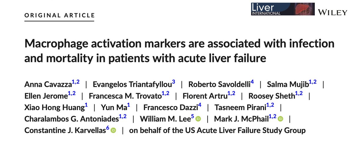 Pleased to share our latest study, led by Dr Anna Cavazza, on #macrophage activation markers in #ALF | #livertwitter | @emjerome @Florent_Artru @Rooseys08 @drmarkmcphail @dean_karvellas | USALFSG @IHepatology @KingsCollegeNHS @UAlberta_ICU | Link: onlinelibrary.wiley.com/doi/10.1111/li…