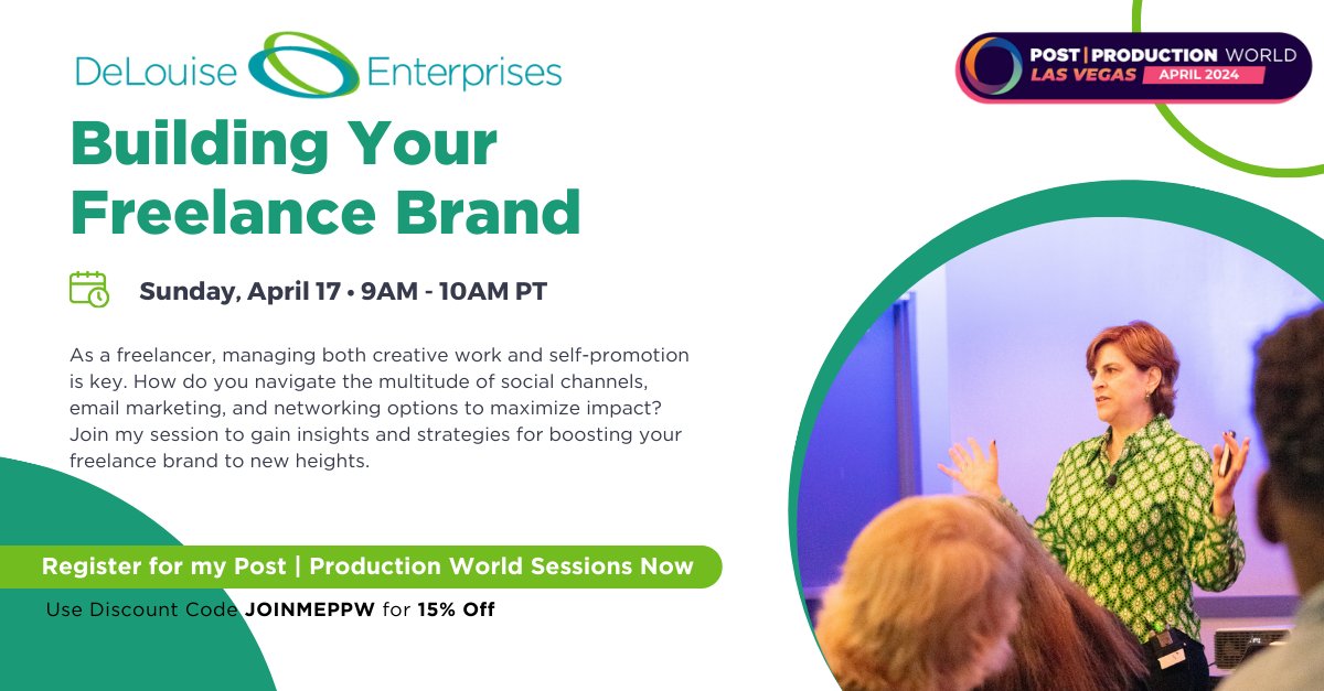 Calling all #Freelancers! Level up your brand at #PostProductionWorld @NABShow. Join my session 'Building Your Freelance Brand' on 4/17 at 9am. Master USP, EPKs, & #socialmedia ➡️ Use code JOINMEPPW for 15% off! ️ ppw-conference.com @FMC_Conferences