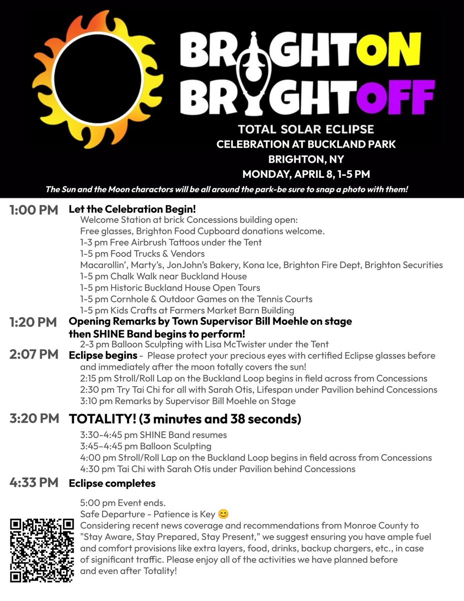 We're an hour away from the BrightON BrightOFF Total Solar Eclipse kick-off with @townofbrighton! Learn more about today's celebration, games, music & more! 🌗☀️🕶 The eclipse will be starting around 2pm with totality at 3:20pm! #solareclipse #rochesterny #Brighton…