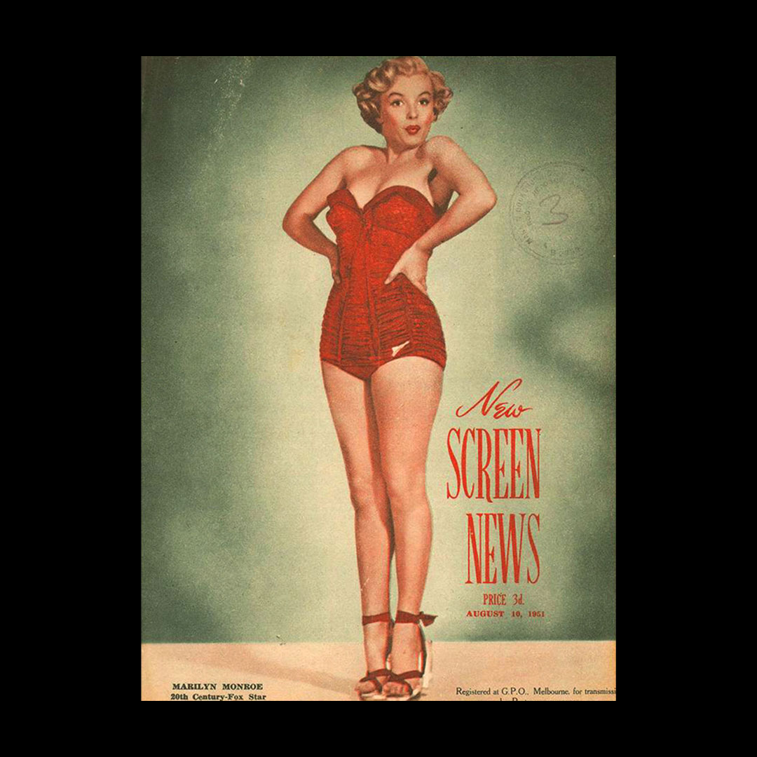 Marilyn appeared on the cover of New Screen News, Aug 10, 1951. She wore a swimsuit from the 1951 comedy “Love Nest,” where she played the role of Roberta Stevens, a young US Army veteran recently back from the war. 📸: #BernardOfHollywood