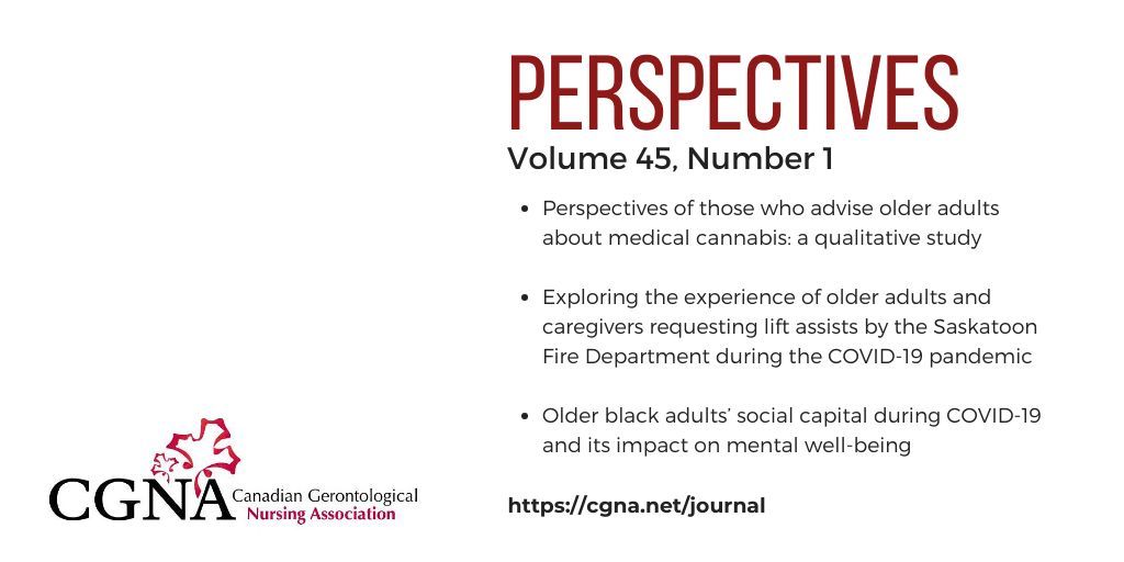 Our latest issue of Perspectives, the official journal of the Canadian Gerontological Nursing Association, is now available! Free for members; subscriptions available! Read it here: buff.ly/3PUjENP @canadanurses