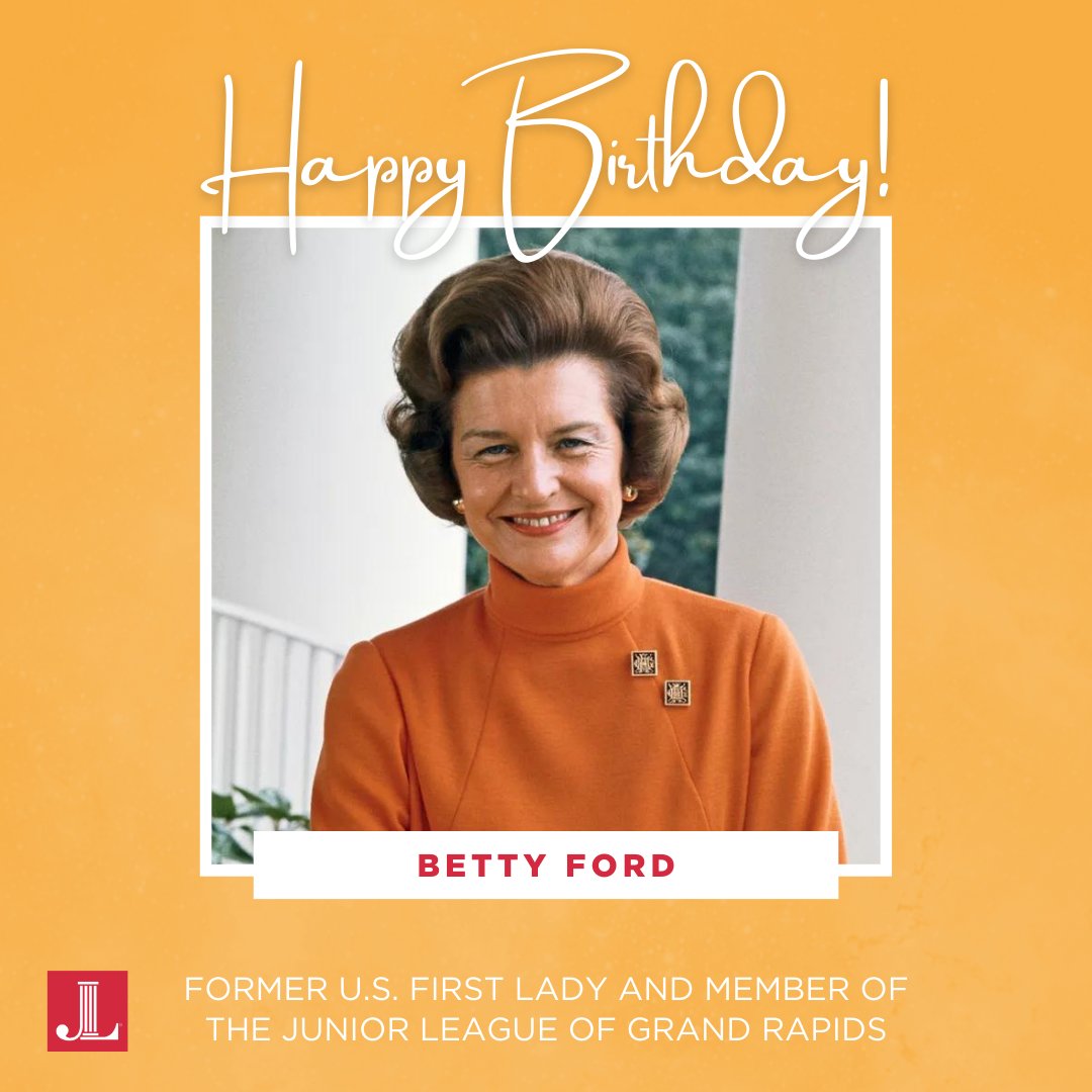 JuniorLeagueSD's tweet photo. 🎈🎂 Happy Birthday to Betty Ford! An inspiring woman and advocate for health. Her legacy and commitment to wellness and service continue to inspire us. The Junior League celebrates her remarkable contributions to our community and beyond. #BettyFord #JuniorLeague https://t.co/N1tiq43kZi