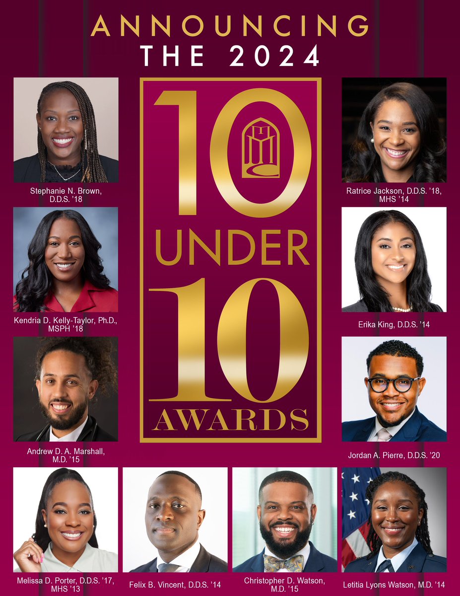 Congratulations to the 2024 10 Under 10 Award recipients, nominated by their peers for their outstanding contributions to healthcare and upholding the Mission of Meharry Medical College.   home.mmc.edu/10under10/