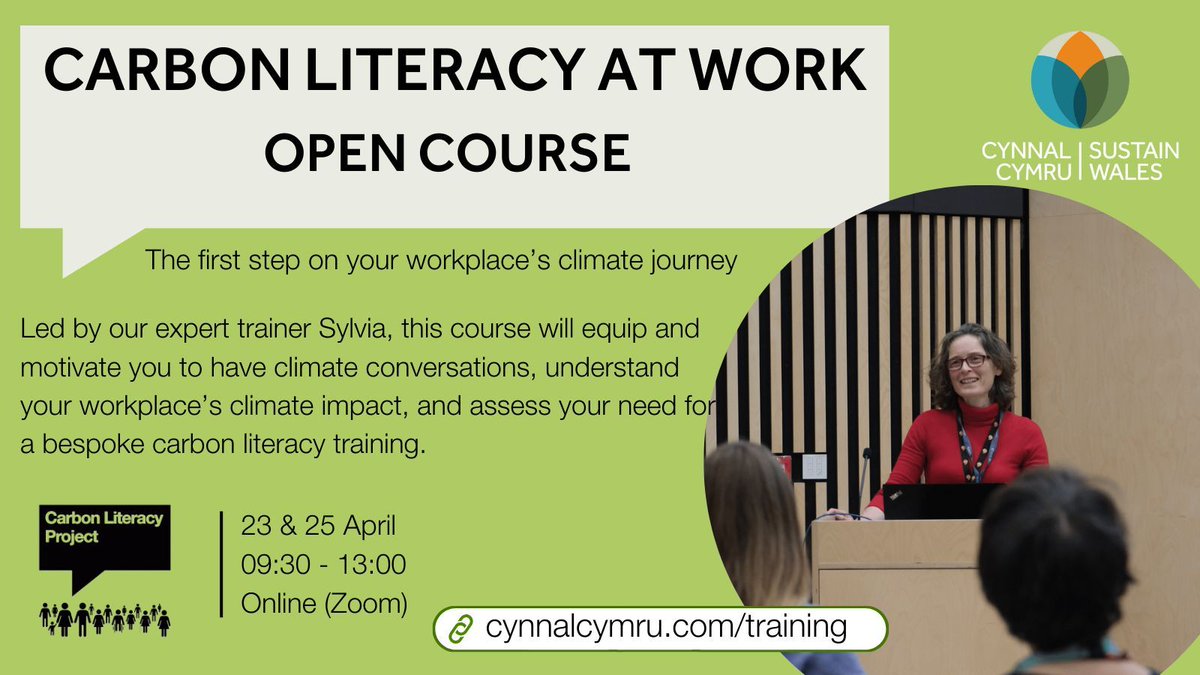 Join our Carbon Literacy at Work training, 23-25 April via Zoom. The course will: 📖 Share knowledge 🌍 Develop your confidence in climate conversations 📚 Help see if your workplace needs a Carbon Literacy training programme Save your place – buff.ly/4aD5SqU