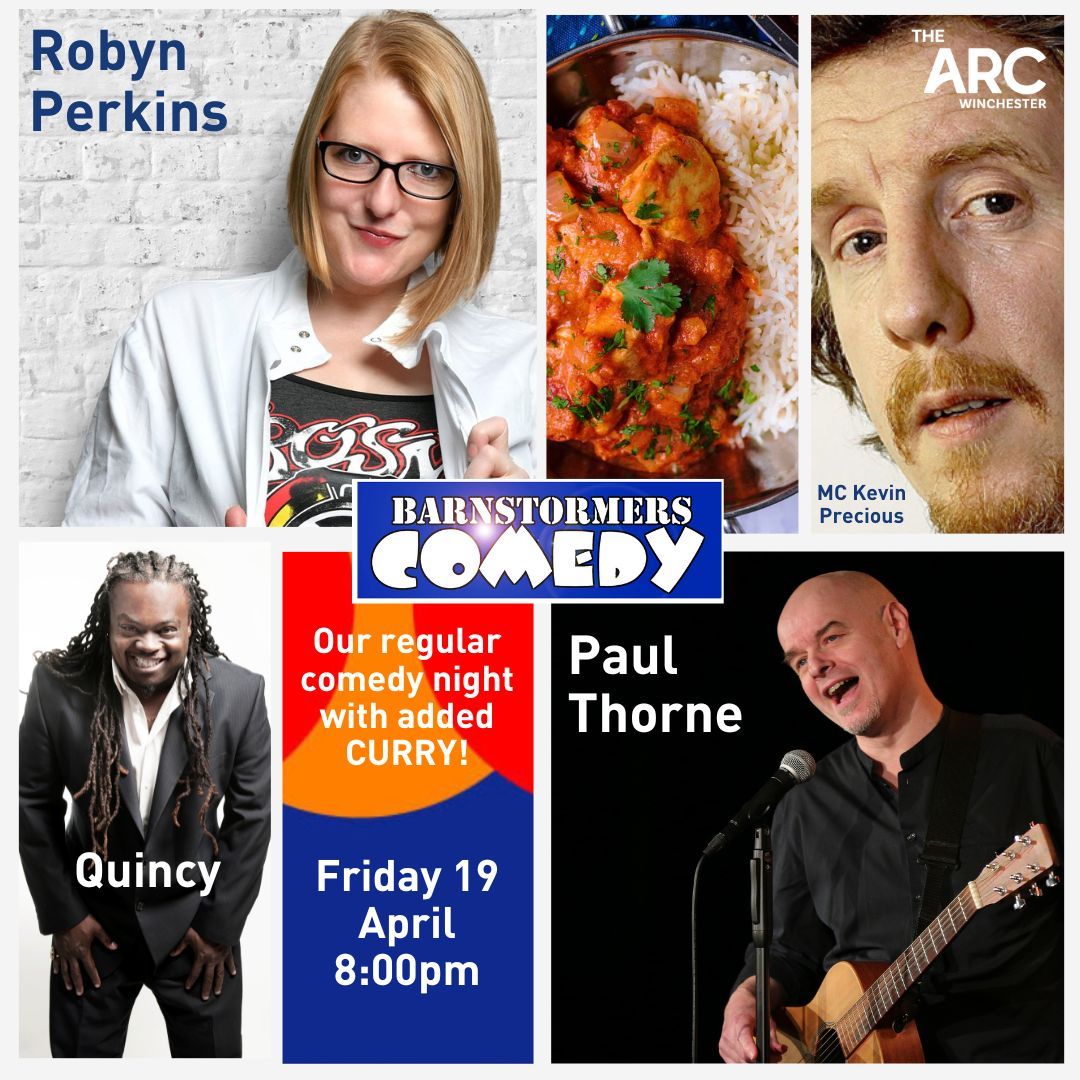 Our regular comedy night at The Arc, Barnstormers Comedy presents a line-up of three top acts from the London comedy circuit and beyond: many of them Comedy Store regulars. Line-up: Paul Thorne, Robyn Perkins and Quincy. MC Kevin Precious Fri 19 April buff.ly/43LpqqC