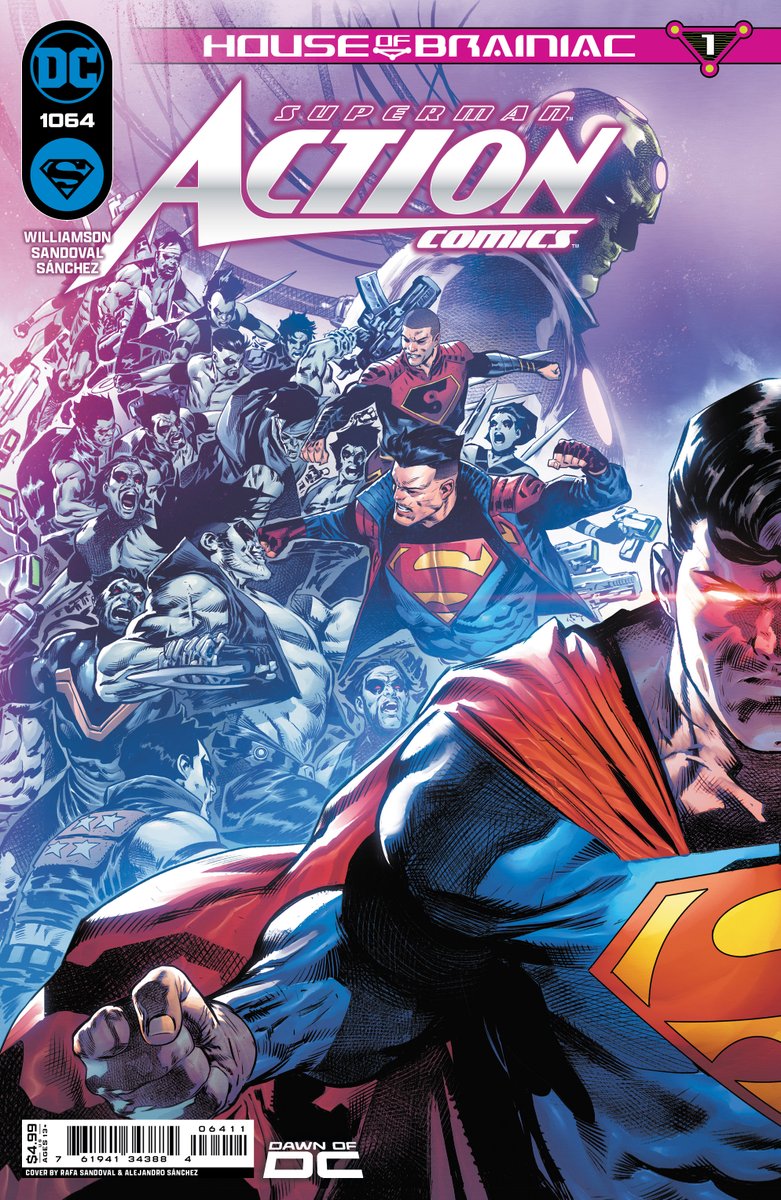 In the first of THREE releases of mine at DC today, it's ACTION COMICS #1064, the premiere issue of HOUSE OF BRAINIAC from me and @RafaSandoval75! The Man of Steel and the Main Man join forces when Brainiac and his Czarnian army threaten the cosmos. It all starts here!