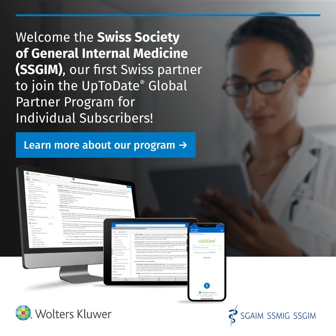 The Wolters Kluwer Global Partner Program for Individual Subscribers is excited to celebrate our collaboration with the Swiss Society of General Internal Medicine. Learn more about the program and how members can benefit: ow.ly/FYwM50R8P7Y #BestCareEverywhere