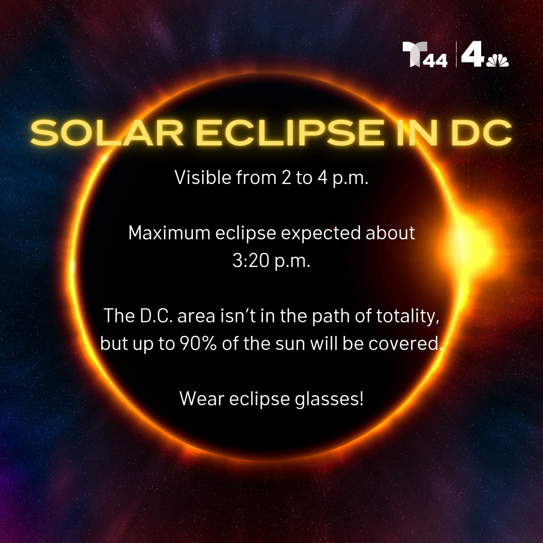 🌖Look up! The DC area will be treated to a partial solar eclipse this afternoon. Here's what you need to know. @nbcwashington