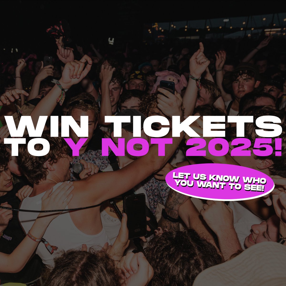 WIN TICKETS TO Y NOT 2025! Let us know who YOU want to see in the peaks next year, and be in with the chance of winning the first pair of tickets to next year's festival!! Head to ynotfestival.com/2025-line-up-r… to get involved ⚡⚡