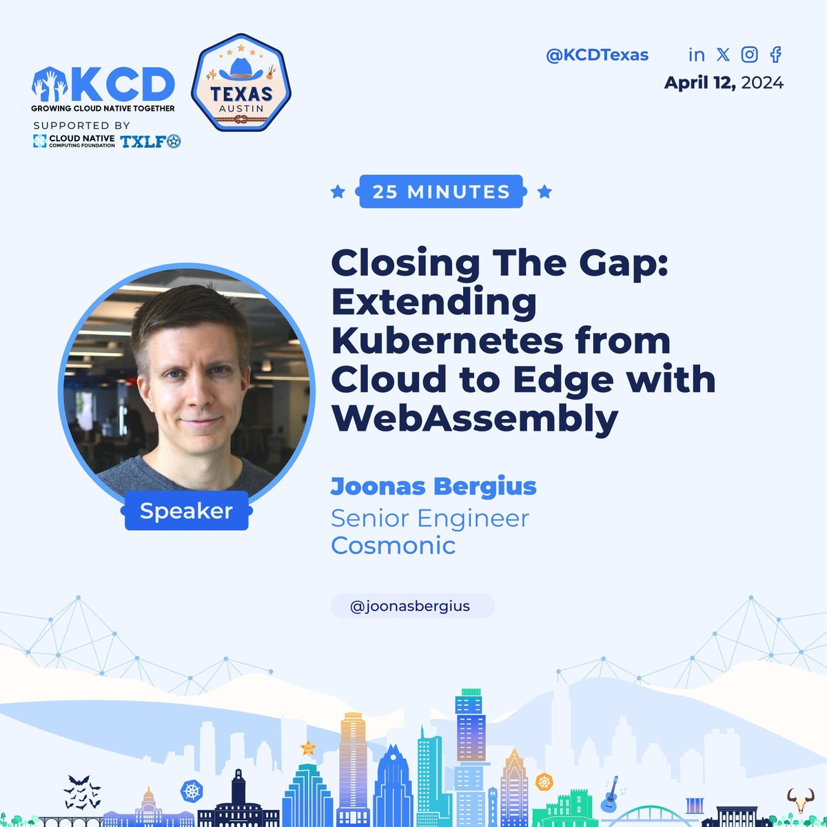 From Cloud to Edge with #Wasm! 🌐 Join Joonas Bergius at #KCDTexas for a groundbreaking session on #Kubernetes as a target for #WebAssembly workloads. 🚀 See how Wasm is shaping the future of cloud-native applications 🔗 texaskcd.com #KCD #CNCF #TXLF #ATX