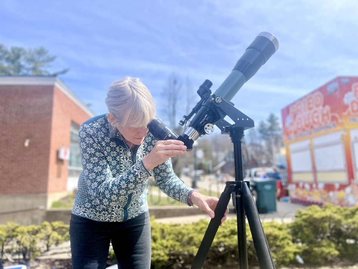 Melissa Thompson-Flynn and her wife are watching the #SolarEclipse2024 from downtown Saranac Lake. The couple, from Saratoga Springs, saw the last total eclipse in Oregon in 2017. “It’s a very impressive and profound experience,” said Thompson-Flynn.