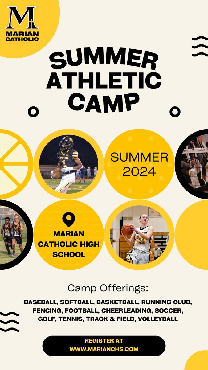 Attention grade-school students! Make new friends and stay active this summer by participating in Marian Catholic's Athletic Summer Camps! To learn more and to register, click the link in our bio! #CelebrateMarian