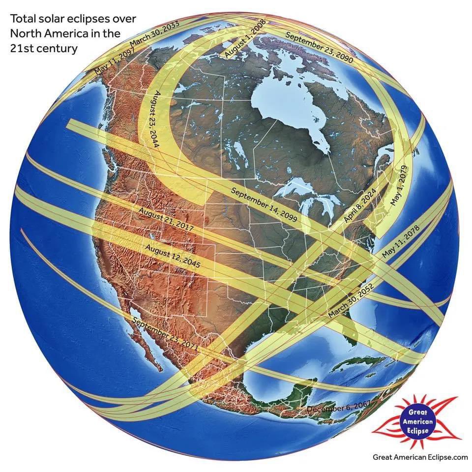 Today’s partial solar eclipse peaks around 3:15 PM for North Carolina but we get a better show in 54 years! All of ENC is in totality on May 11th, 2078. ⏰ #ncwx