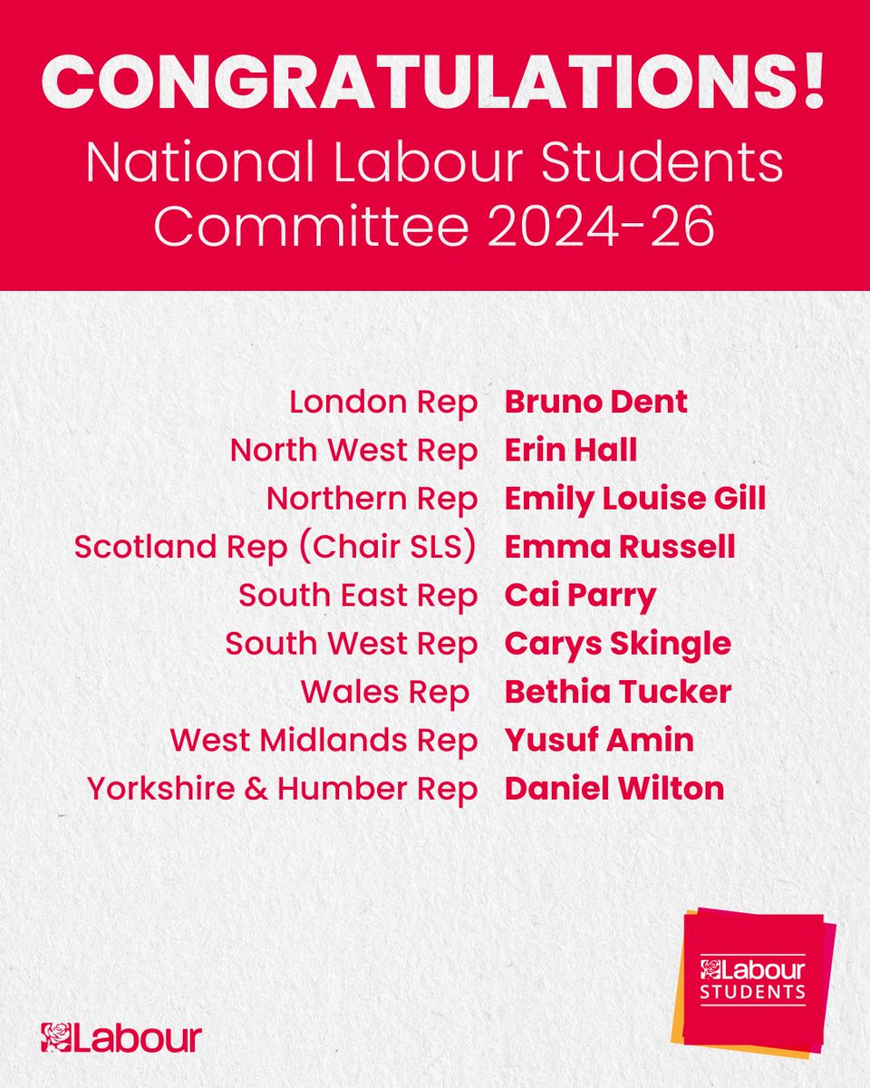 A massive congratulations to everyone elected on to the National Labour Students Committee 🎉 Together we’ll make this the year we got Britain’s future back 🌹