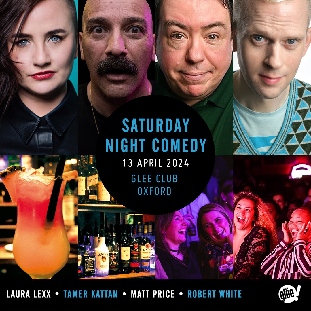📆 Saturday Night Comedy, featuring @lauralexx, @TamerKattan, @mattpricecomic & @robertwhitejoke Superb stand-up comedians that will keep you laughing until Monday Tickets 🎟 bit.ly/OxfordWeekendC…