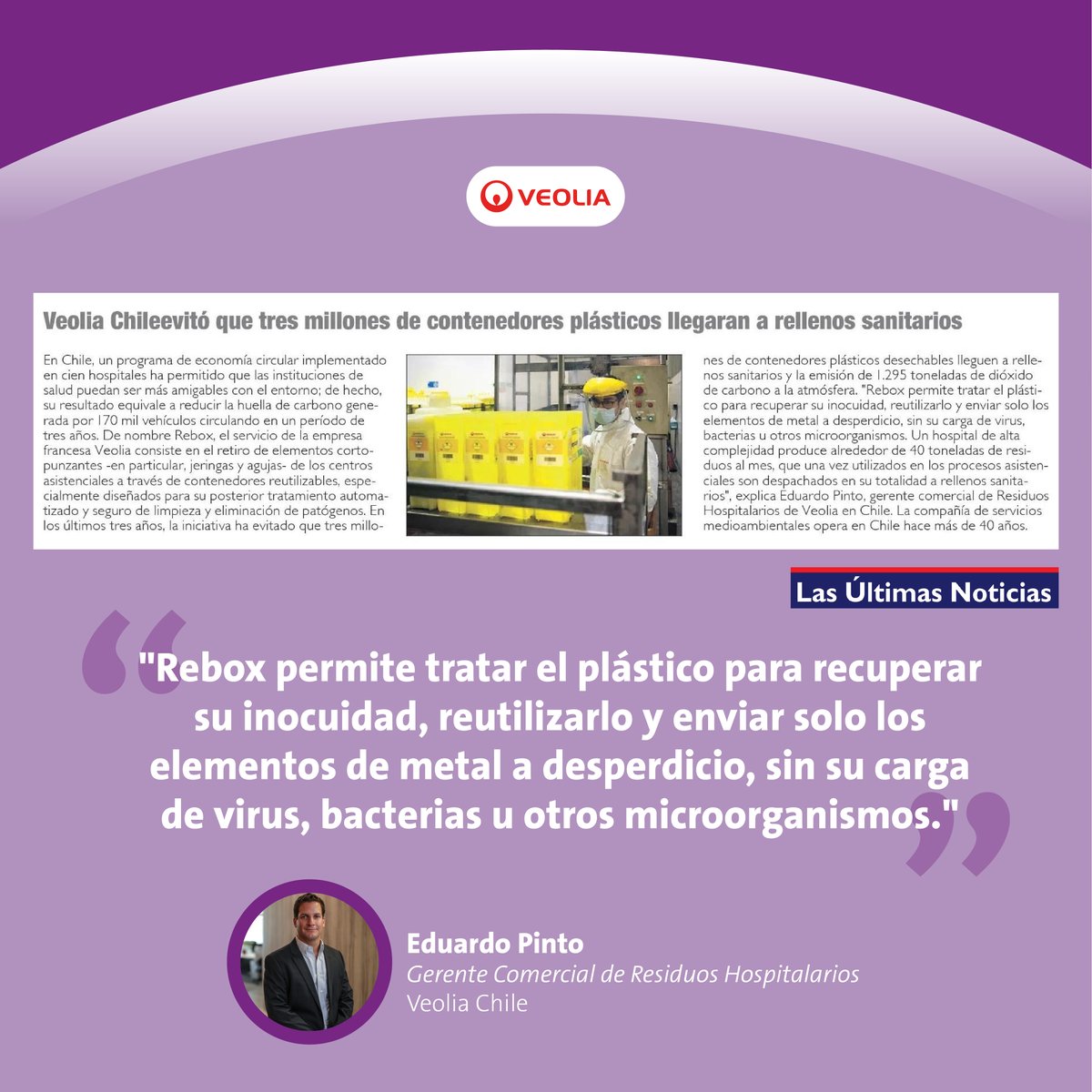 🔵 Día Mundial de la Salud ⚕️
Gracias a nuestro ervicio de #Rebox, hemos logrado evitar que tres millones de contenedores plásticos lleguen a disposición final. ♻️ 
Te invitamos a leer la nota de @LUN aquí: tinyurl.com/2au48k7a