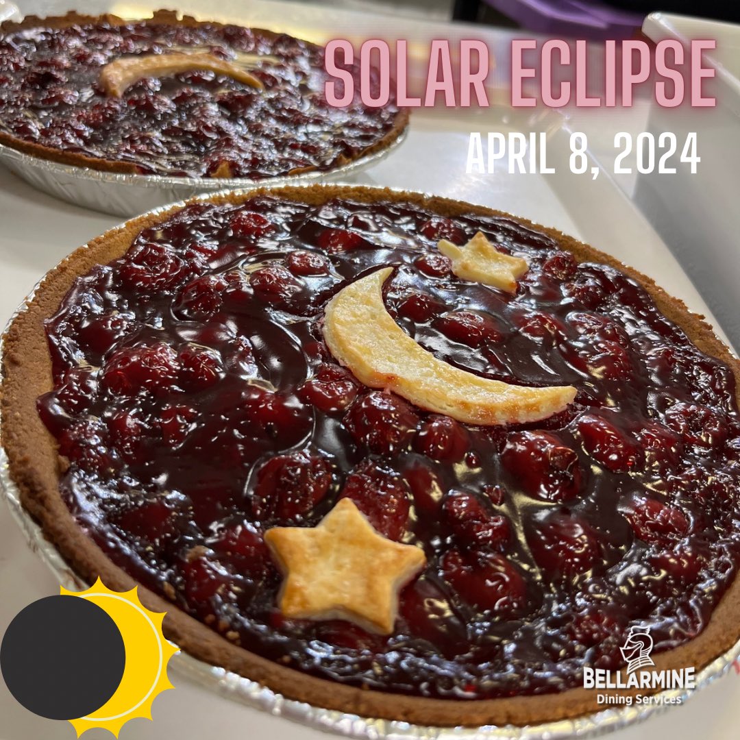 Happy Total Solar Eclipse 2024! 🌤️🌙 #EclipseLight is the new golden hour 😎 that’s why we have some exciting desserts at UDH. Make sure to try one before going outside! 🍰🥧

#Sodexo
#BellarmineUniversity