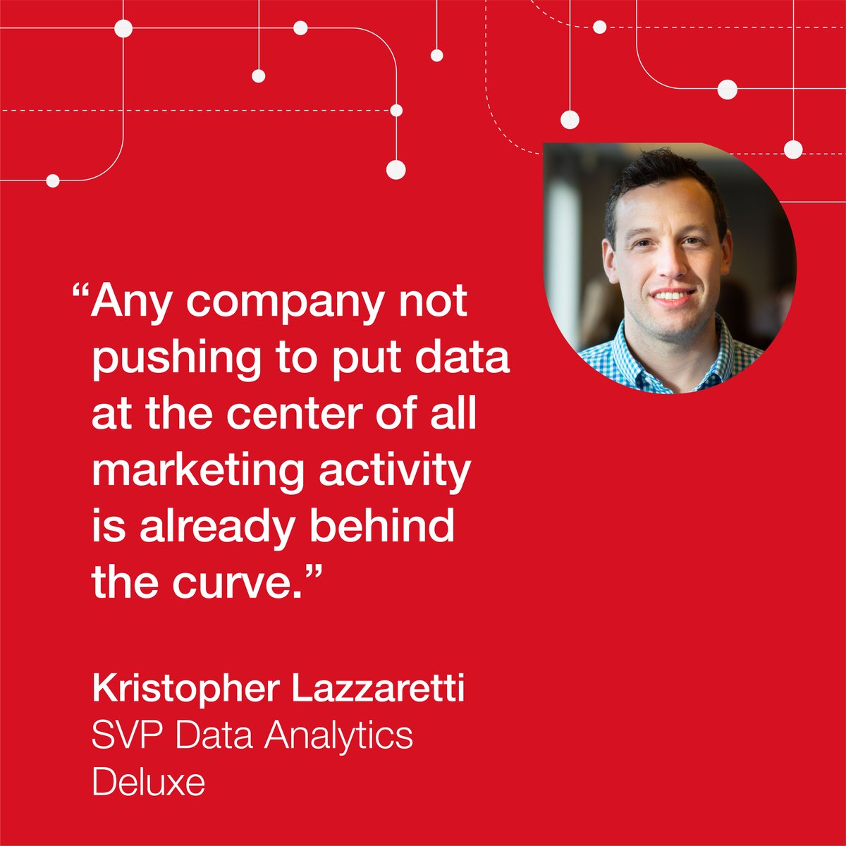 Kris Lazzaretti, President of Data Solutions at Deluxe, warns that companies not invested in data-driven marketing could lose their competitive edge. Explore the numbers on financial marketing personalization here: bit.ly/3PJlW22