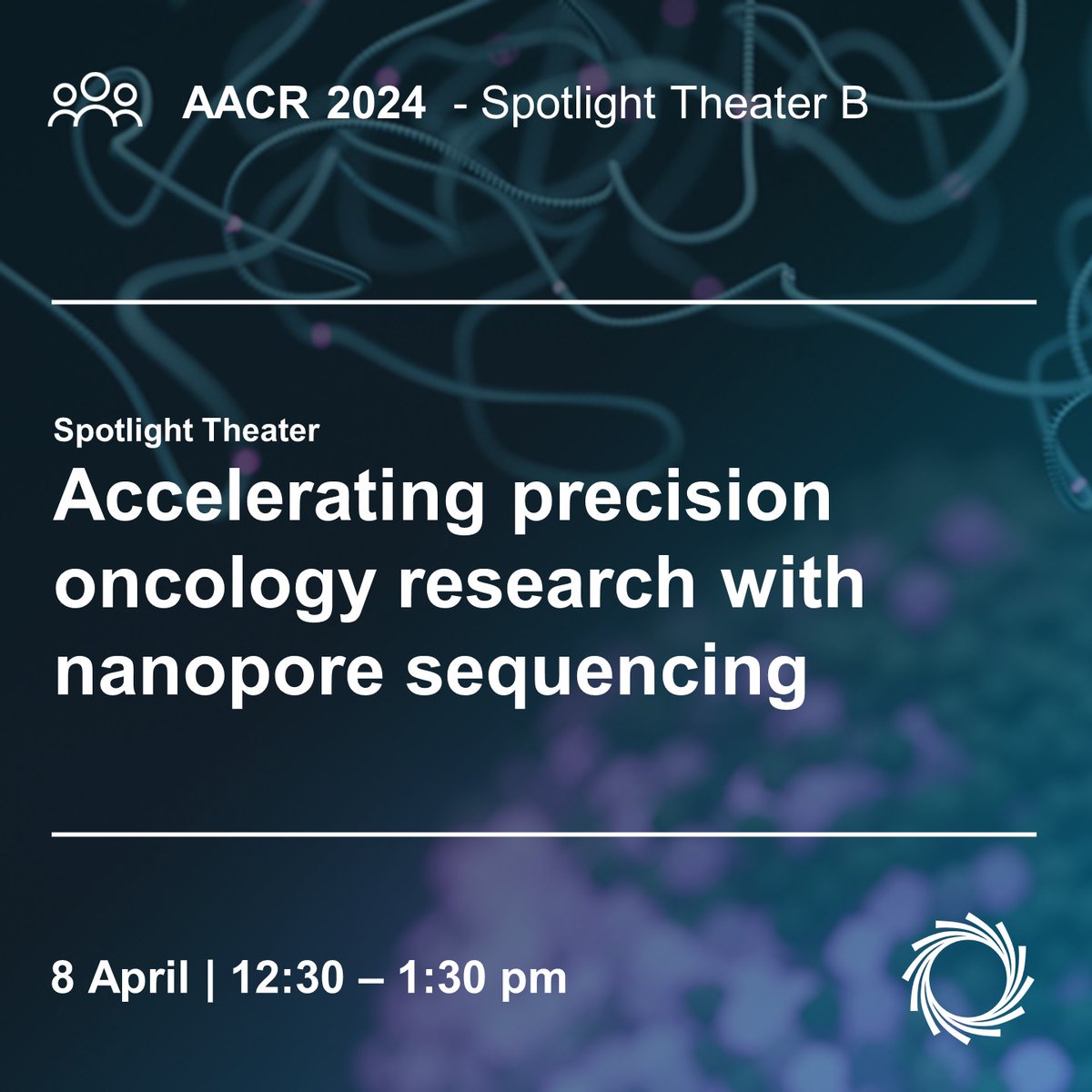 Our Exhibitor Spotlight Theater session at #AACR24 kicks off 12:30 PM. Hear how scientists are accelerating their precision oncology research with nanopore sequencing featuring projects ranging from cancer WGS to cell-free DNA profiling to single-cell sequencing.
