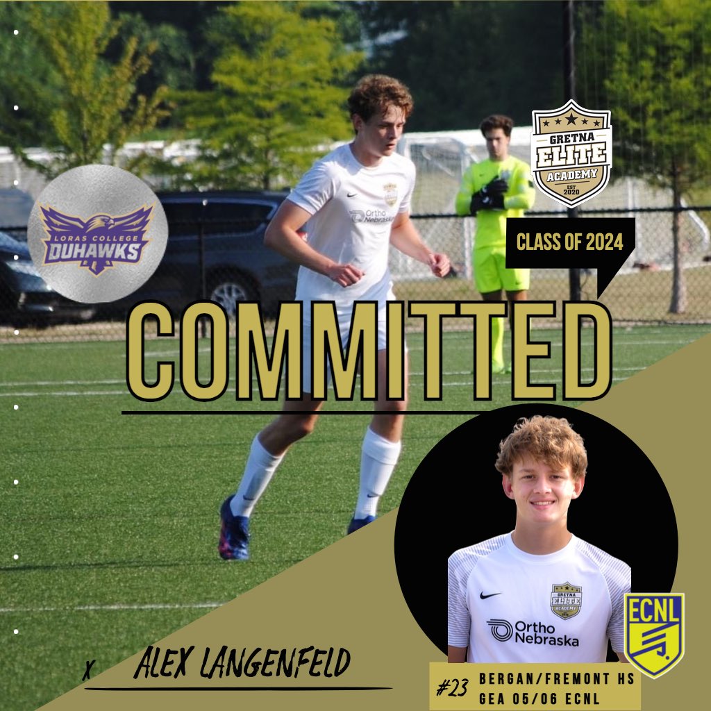 Now ➡️ Bergan Knight/Fremont Tiger Next ➡️ Loras Duhawk Fremont, NE 🔜 Dubuque, IA Congratulations to Alex Langenfeld (2005/2006 ECNL) for verbally committing to Loras College 👍 We are proud of you Alex 🫡 Leaders. Play. Here. #GEAECNL #ClassOf2024 #DestinationNextLevel