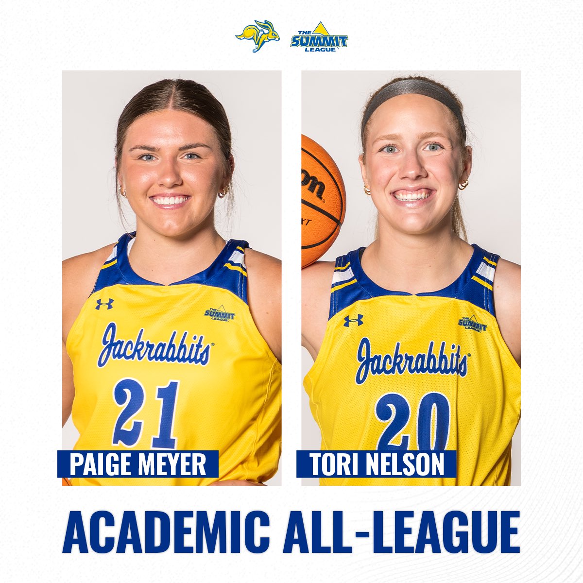 Paige Meyer & Tori Nelson have been named to the Summit League Academic All-League Team! 👏 #GoJacks 🐰