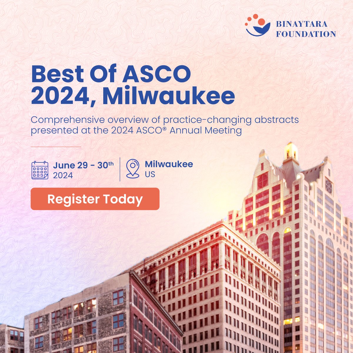 Join us at Best of ASCO 2024 in Milwaukee, June 29-30! Get the latest oncology updates and practice-changing insights directly from #ASCO24 🌐 Register today education.binayfoundation.org/content/best-a… Best of ASCO 2024, Milwaukee | June 29-30 📅 This meeting features a comprehensive overview of…