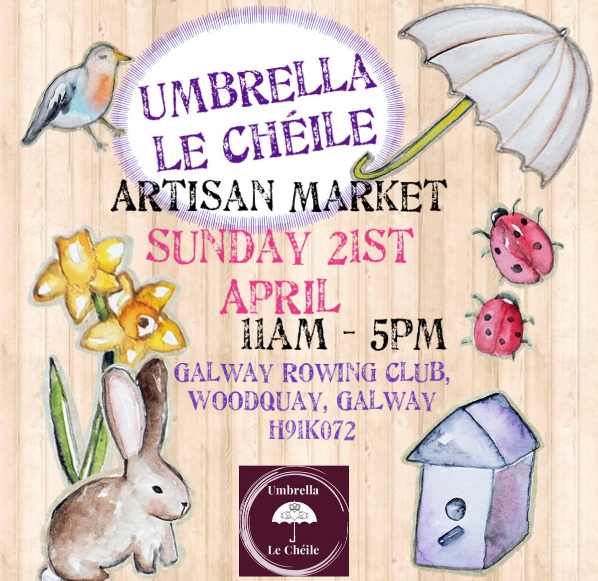Our next market at the Galway Rowing Club in Woodquay takes place on Sunday the 21st of April from 11am to 5pm! 

Rain or shine, this wonderful indoor venue will play host to a gorgeous array of art, crafts, homewares &amp; gifts from our Galway-based makers and creators. 

#galway