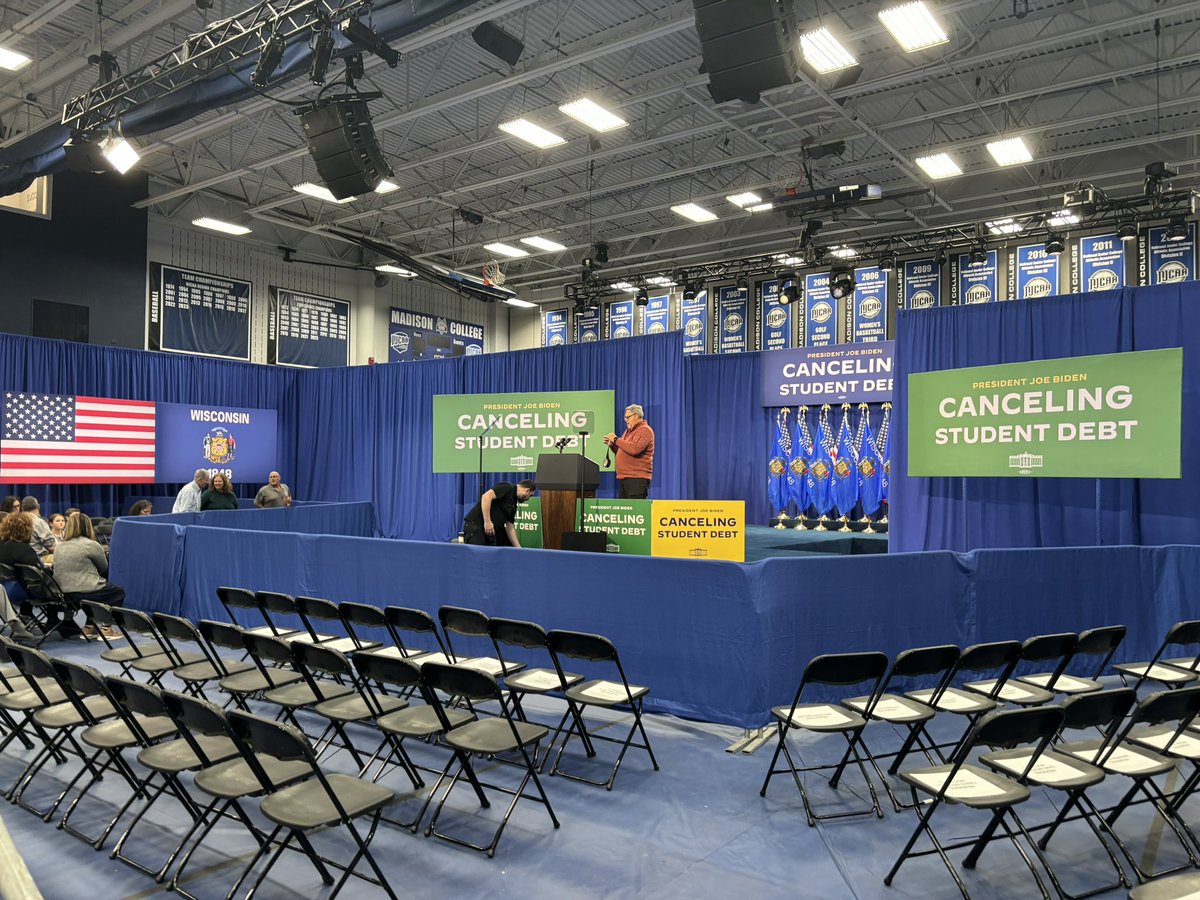 .@POTUS Joe Biden will be speaking in Madison this afternoon to tout a new student debt relief plan. It will be his tenth visit since he became president. Stay tuned!